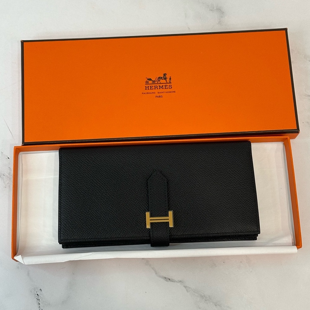 HERMES Bearn Folding wallet Black